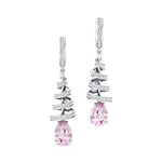 Spiral Diamond Pear Cut Morganite Dangle Earrings - GeumJewels