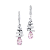 Spiral Diamond Pear Cut Morganite Dangle Earrings - GeumJewels