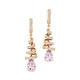 Spiral Diamond Pear Cut Morganite Dangle Earrings - GeumJewels