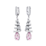 Spiral Diamond Pear Cut Morganite Dangle Earrings - GeumJewels