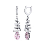 Spiral Diamond Pear Cut Morganite Dangle Earrings - GeumJewels