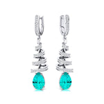 Spiral Diamond Pear Cut Paraiba Tourmaline Dangle Earrings - GeumJewels