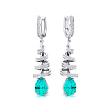 Spiral Diamond Pear Cut Paraiba Tourmaline Dangle Earrings - GeumJewels