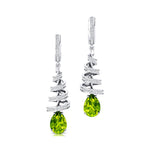 Spiral Diamond Pear Cut Peridot Dangle Earrings - GeumJewels