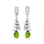 Spiral Diamond Pear Cut Peridot Dangle Earrings - GeumJewels