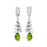 Spiral Diamond Pear Cut Peridot Dangle Earrings - GeumJewels