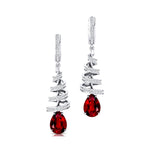 Spiral Diamond Pear Cut Ruby Dangle Earrings - GeumJewels