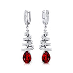Spiral Diamond Pear Cut Ruby Dangle Earrings - GeumJewels