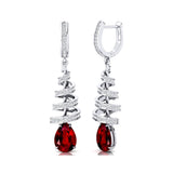 Spiral Diamond Pear Cut Ruby Dangle Earrings - GeumJewels