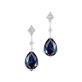 Teardrop Alexandrite Drop Earrings with Accent Diamonds - GeumJewels