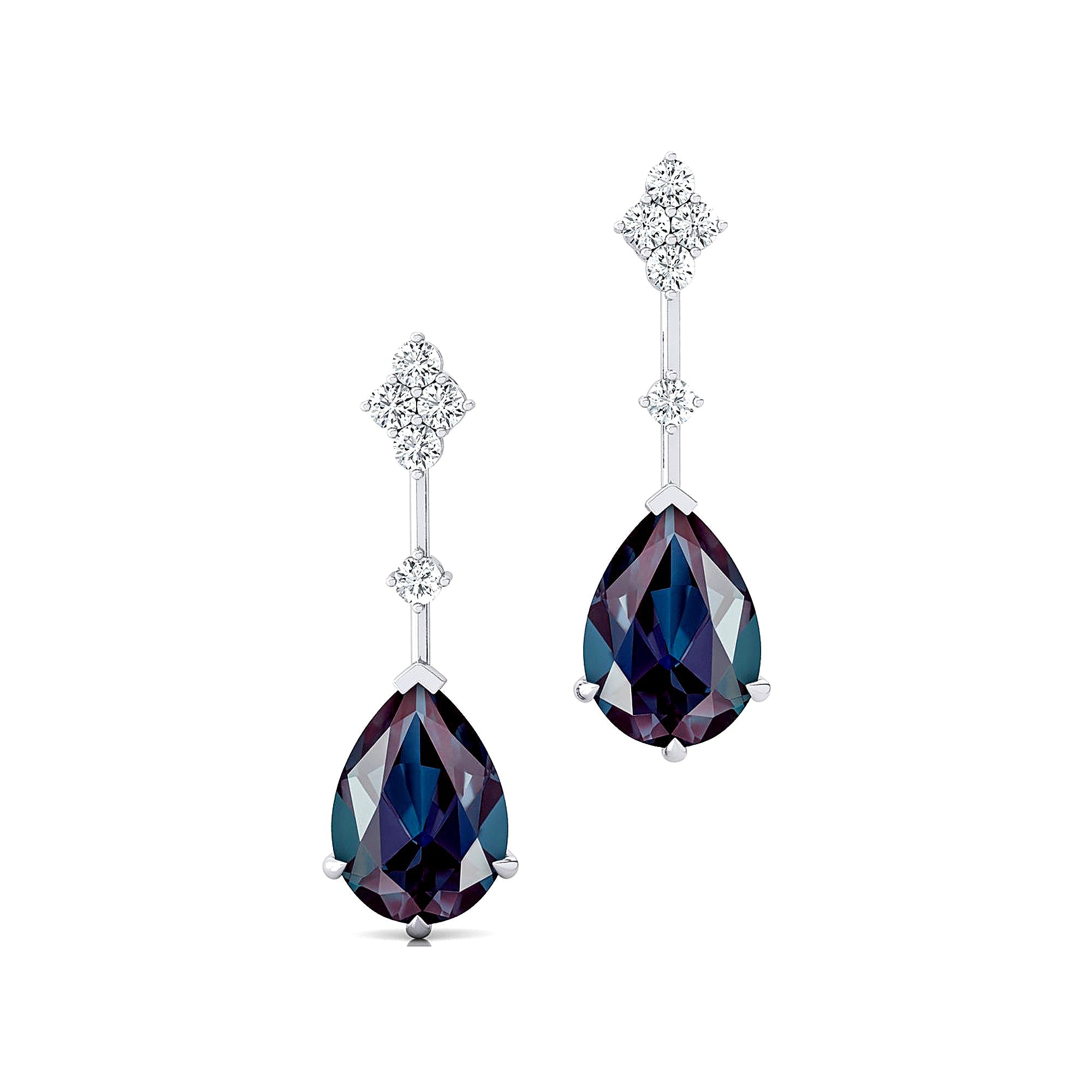 Teardrop Alexandrite Drop Earrings with Accent Diamonds - GeumJewels