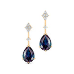 Teardrop Alexandrite Drop Earrings with Accent Diamonds - GeumJewels