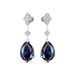 Teardrop Alexandrite Drop Earrings with Accent Diamonds - GeumJewels