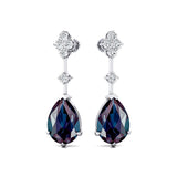 Teardrop Alexandrite Drop Earrings with Accent Diamonds - GeumJewels