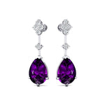 Teardrop Amethyst Drop Earrings with Accent Diamonds - GeumJewels