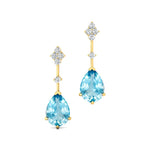 Teardrop Aquamarine Drop Earrings with Accent Diamonds - GeumJewels
