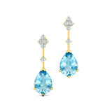Teardrop Aquamarine Drop Earrings with Accent Diamonds - GeumJewels
