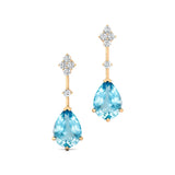 Teardrop Aquamarine Drop Earrings with Accent Diamonds - GeumJewels