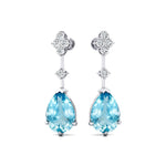 Teardrop Aquamarine Drop Earrings with Accent Diamonds - GeumJewels