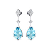 Teardrop Aquamarine Drop Earrings with Accent Diamonds - GeumJewels