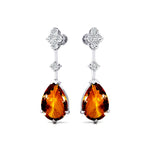 Teardrop Citrine Drop Earrings with Accent Diamonds - GeumJewels