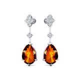 Teardrop Citrine Drop Earrings with Accent Diamonds - GeumJewels