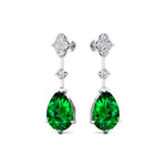 Teardrop Emerald Drop Earrings with Accent Diamonds - GeumJewels