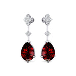 Teardrop Garnet Drop Earrings with Accent Diamonds - GeumJewels