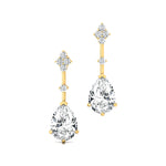 Teardrop Lab Diamond Drop Earrings with Accent Diamonds - GeumJewels