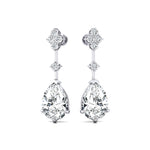 Teardrop Lab Diamond Drop Earrings with Accent Diamonds - GeumJewels