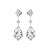 Teardrop Lab Diamond Drop Earrings with Accent Diamonds - GeumJewels