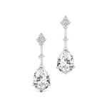 Teardrop Lab Diamond Drop Earrings with Accent Diamonds - GeumJewels