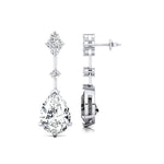 Teardrop Lab Diamond Drop Earrings with Accent Diamonds - GeumJewels