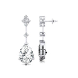 Teardrop Lab Diamond Drop Earrings with Accent Diamonds - GeumJewels