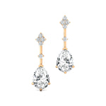 Teardrop Lab Diamond Drop Earrings with Accent Diamonds - GeumJewels