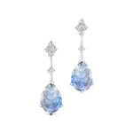 Teardrop Moonstone Drop Earrings with Accent Diamonds - GeumJewels