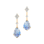 Teardrop Moonstone Drop Earrings with Accent Diamonds - GeumJewels
