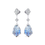 Teardrop Moonstone Drop Earrings with Accent Diamonds - GeumJewels