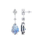 Teardrop Moonstone Drop Earrings with Accent Diamonds - GeumJewels