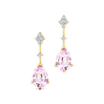 Teardrop Morganite Drop Earrings with Accent Diamonds - GeumJewels