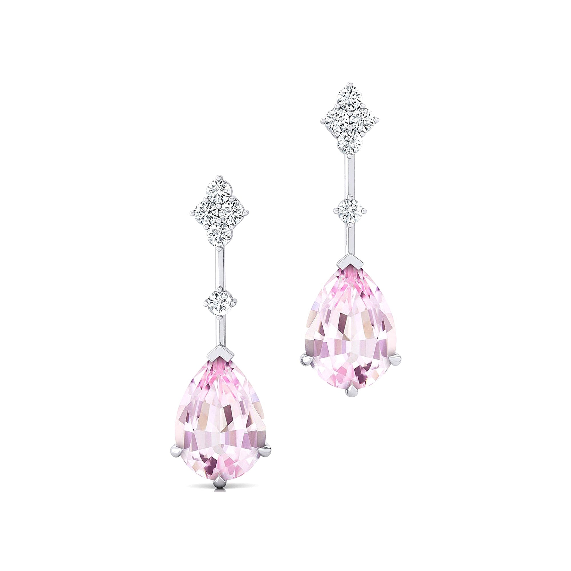 Teardrop Morganite Drop Earrings with Accent Diamonds - GeumJewels