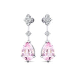 Teardrop Morganite Drop Earrings with Accent Diamonds - GeumJewels