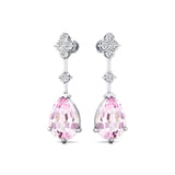 Teardrop Morganite Drop Earrings with Accent Diamonds - GeumJewels