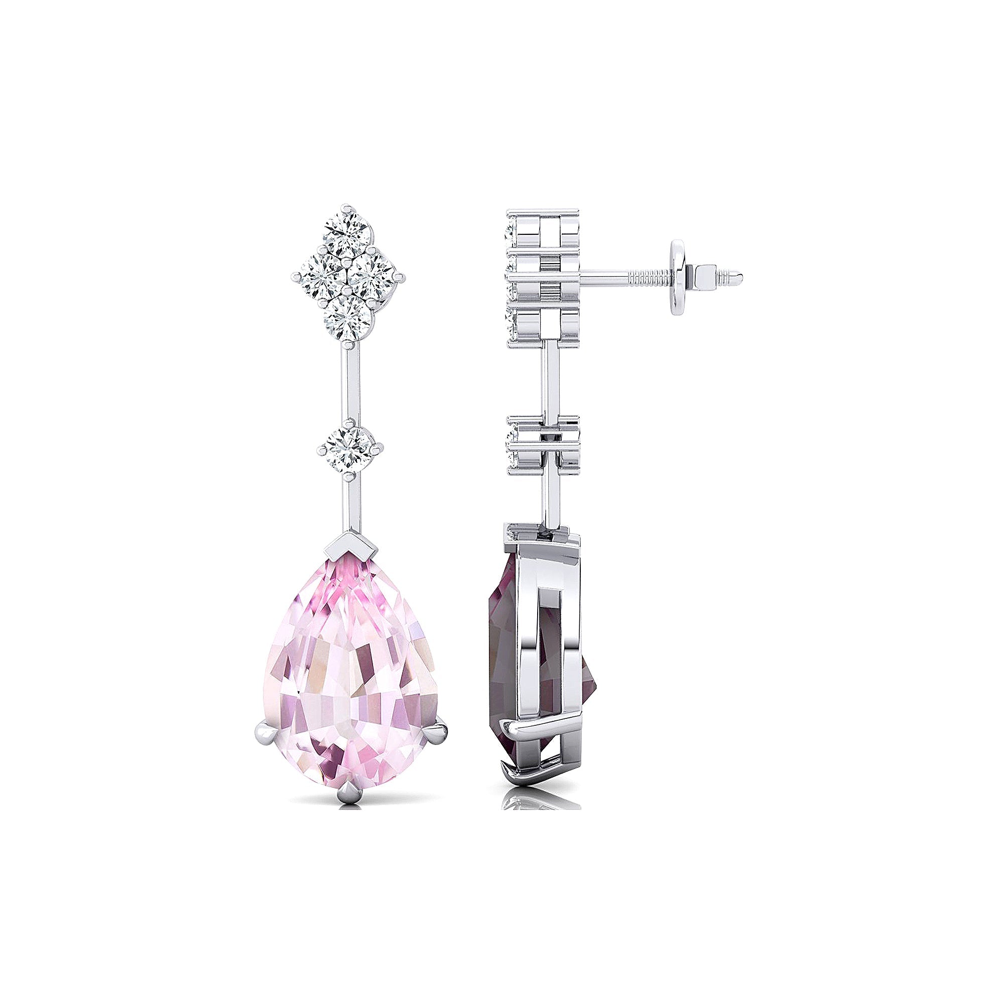 Teardrop Morganite Drop Earrings with Accent Diamonds - GeumJewels