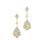 Teardrop Opal Drop Earrings with Accent Diamonds - GeumJewels