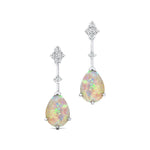 Teardrop Opal Drop Earrings with Accent Diamonds - GeumJewels