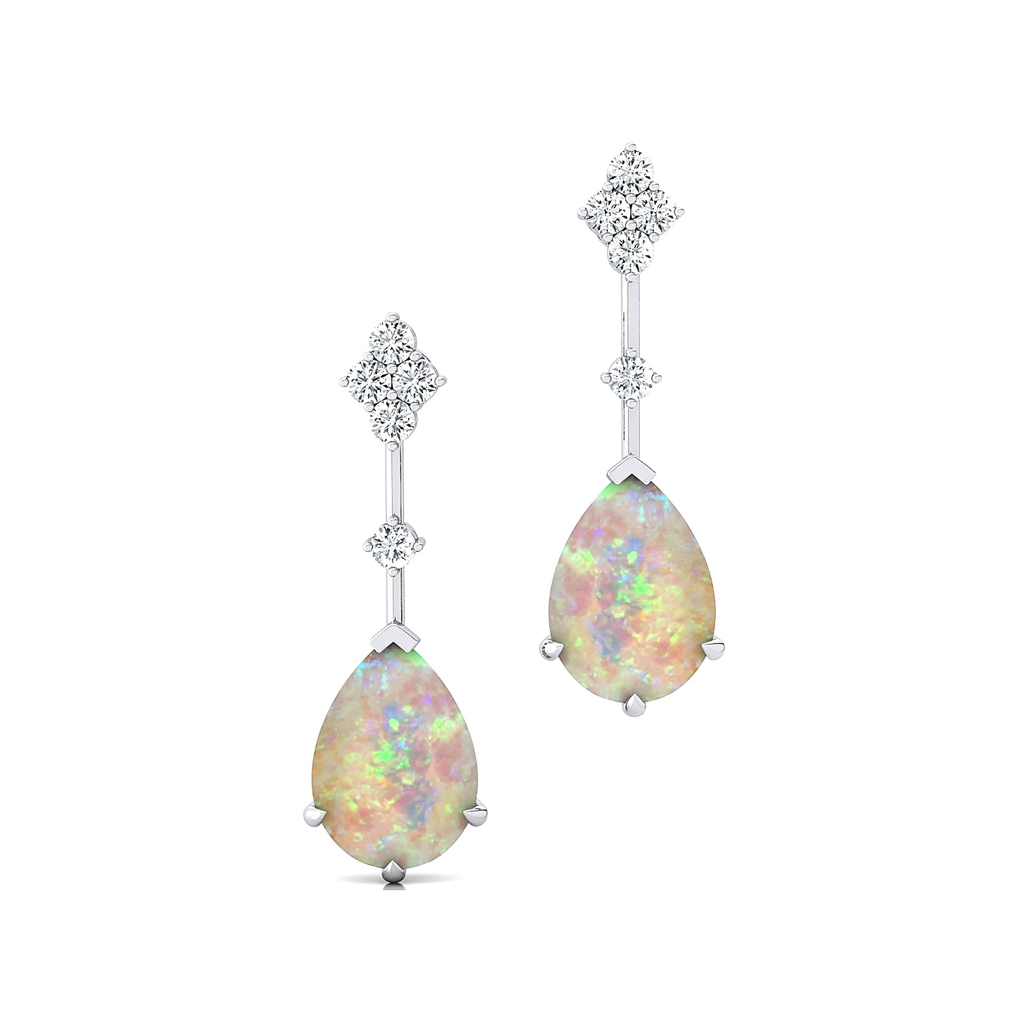 Teardrop Opal Drop Earrings with Accent Diamonds - GeumJewels