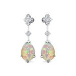 Teardrop Opal Drop Earrings with Accent Diamonds - GeumJewels