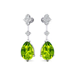 Teardrop Peridot Drop Earrings with Accent Diamonds - GeumJewels