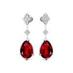 Teardrop Ruby Drop Earrings with Accent Diamonds - GeumJewels
